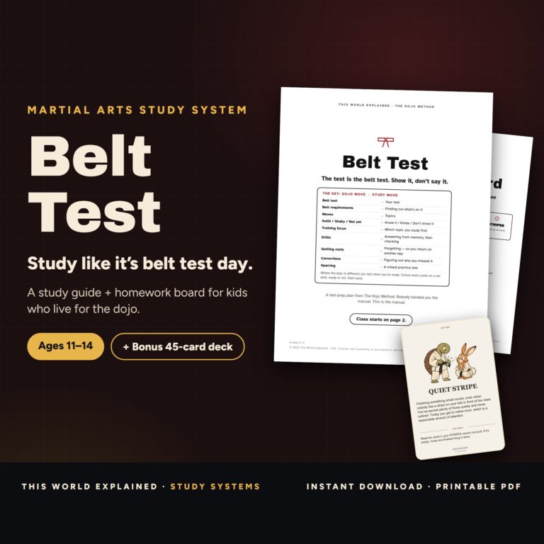 Martial Arts study planner for kids: Belt Test and The Dojo Board