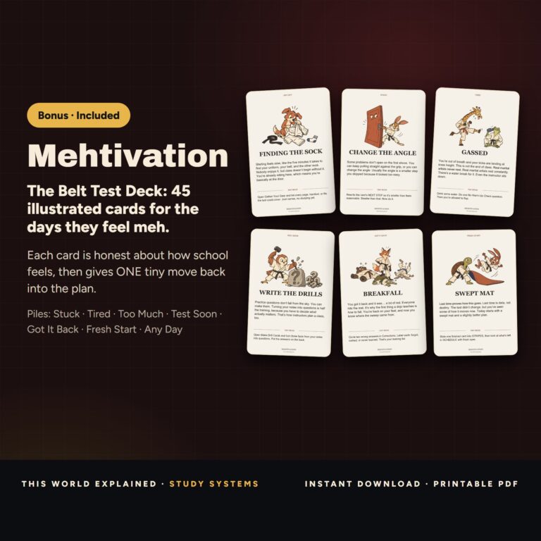 Mehtivation The Belt Test Deck: illustrated pep-talk cards included in the Martial Arts bundle