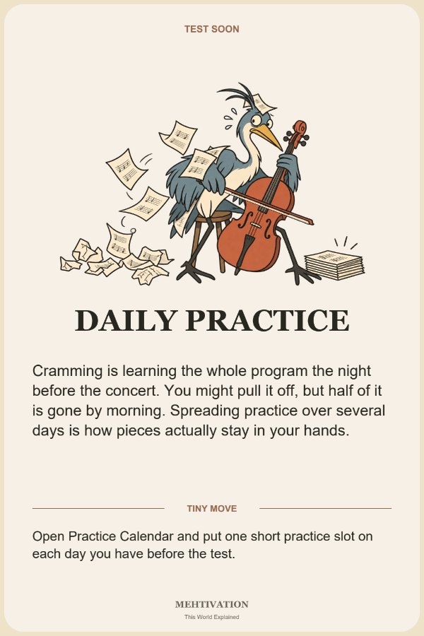 Mehtivation Daily Practice card from the Concert Night deck