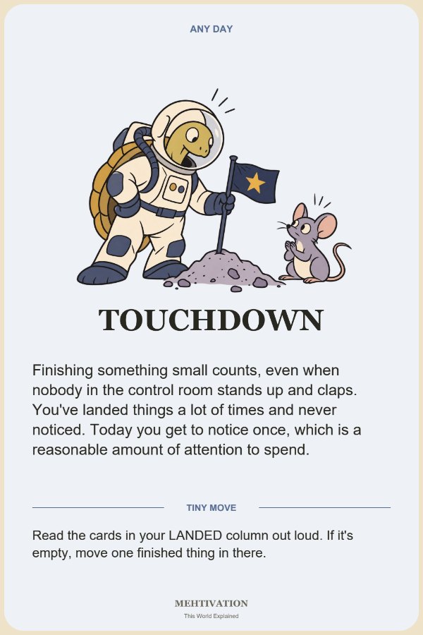 Mehtivation card Touchdown from the Launch Day deck