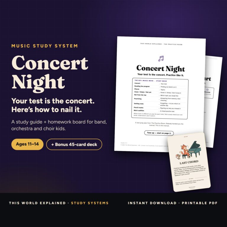 Music study planner for kids: Concert Night and The Practice Chart