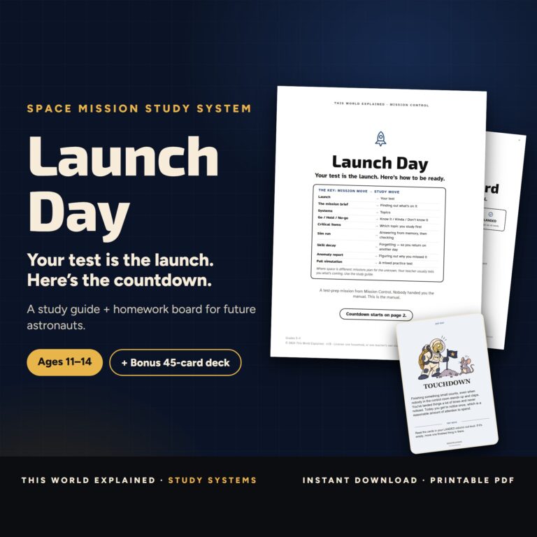 Space study planner for kids: Launch Day and The Mission Board