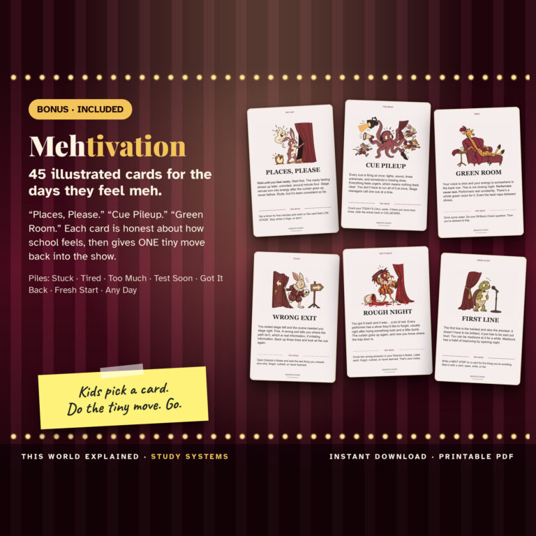 Mehtivation The Opening Night Deck: illustrated pep-talk cards included in the Theater & Performing Arts bundle